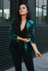 Wine Me And Dine Me Pocketed Velvet Blazer - Wine